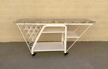 Granite Top Rolling Bar Cart 