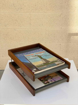 Sold - Paper Tray, Leather and Walnut 