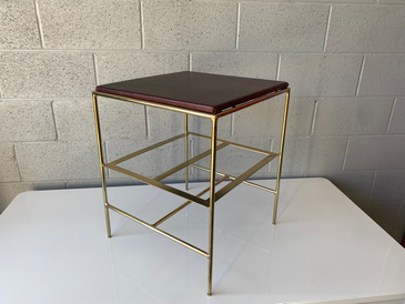 SOLD - Brass and Leather Table