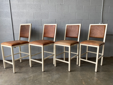 SOLD - Custom Leather and Steel Bar Stools