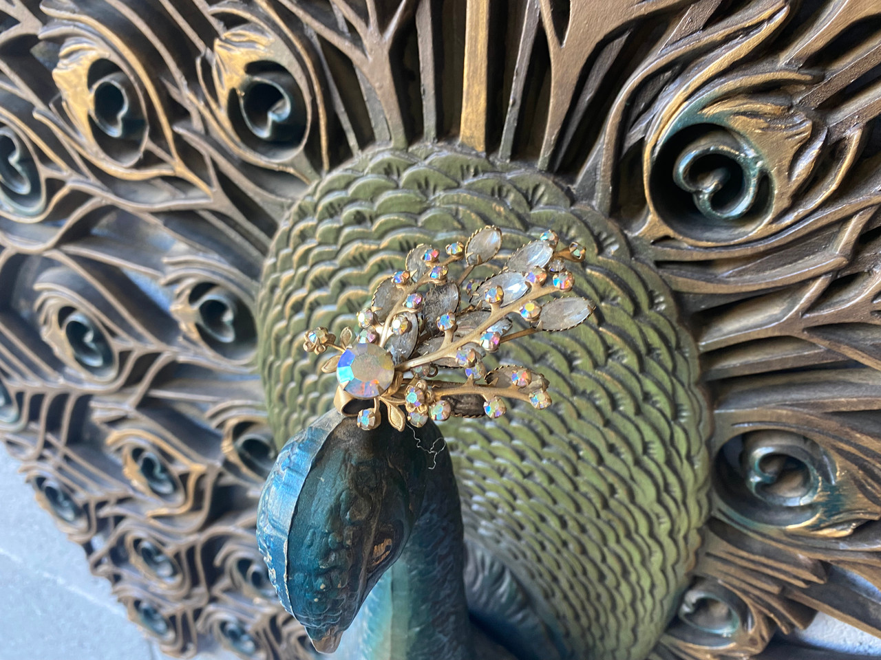 SOLD Large Vintage Peacock Wall Hanging Rehab Vintage Interiors