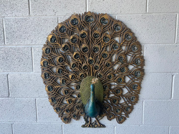 SOLD - Large Vintage Peacock Wall Hanging 