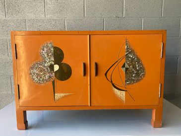 SOLD - 1980s Orange Mosaic Cabinet