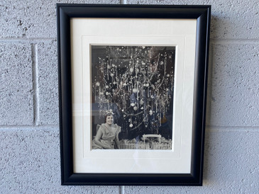 1950s Framed Photo, Young mother & Ornate Christmas Tree