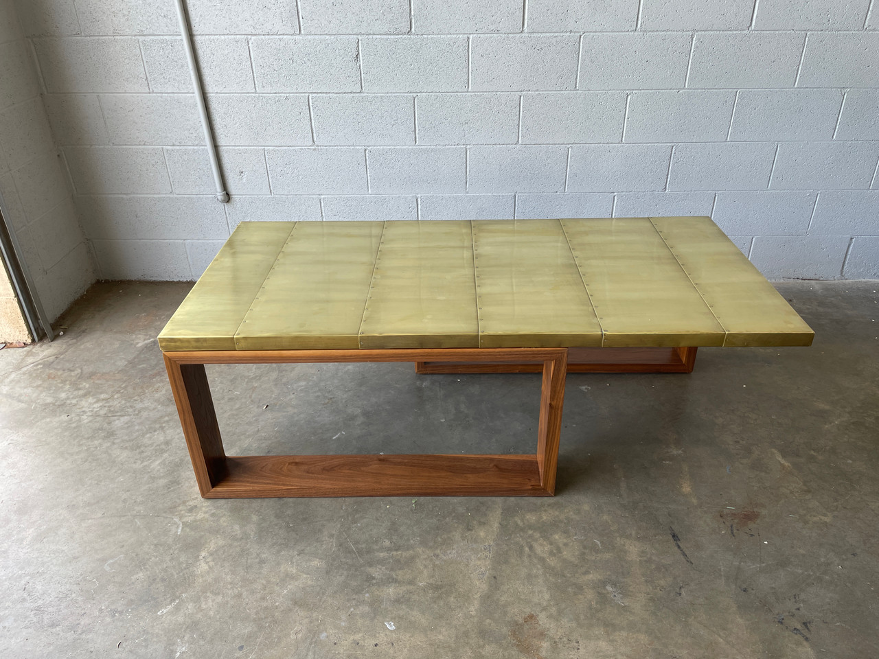 Rehab Custom Brass & Walnut Coffee Table Rehab Vintage Interiors