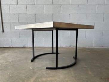 Custom Zinc Top Table, Half Moon Base