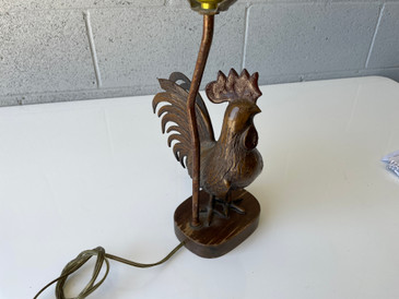 SOLD - Brass Rooster Lamp 