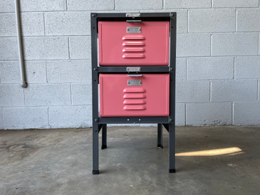 1 x 2  Basket Locker Unit Refinished in Salmon Pink and Grey