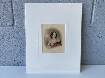 Victorian Era Portrait of Woman in Red Dress  - 1800s print