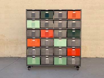 4 x 6 Multicolor Basket, Natural Steel Frame Locker Basket Unit 