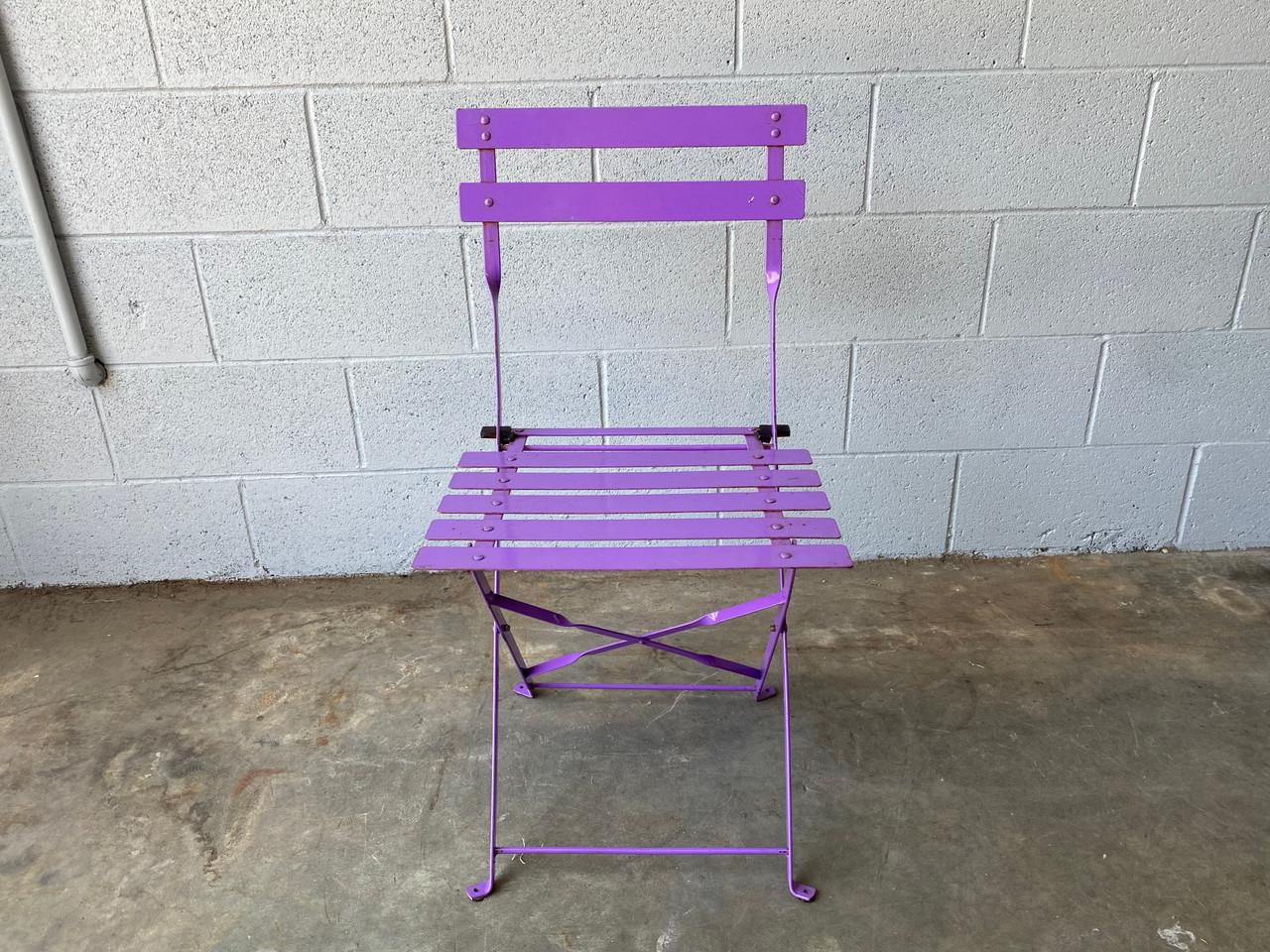 SOLD - 1950s Steel Folding Patio Chairs in Purple, Pair - Rehab