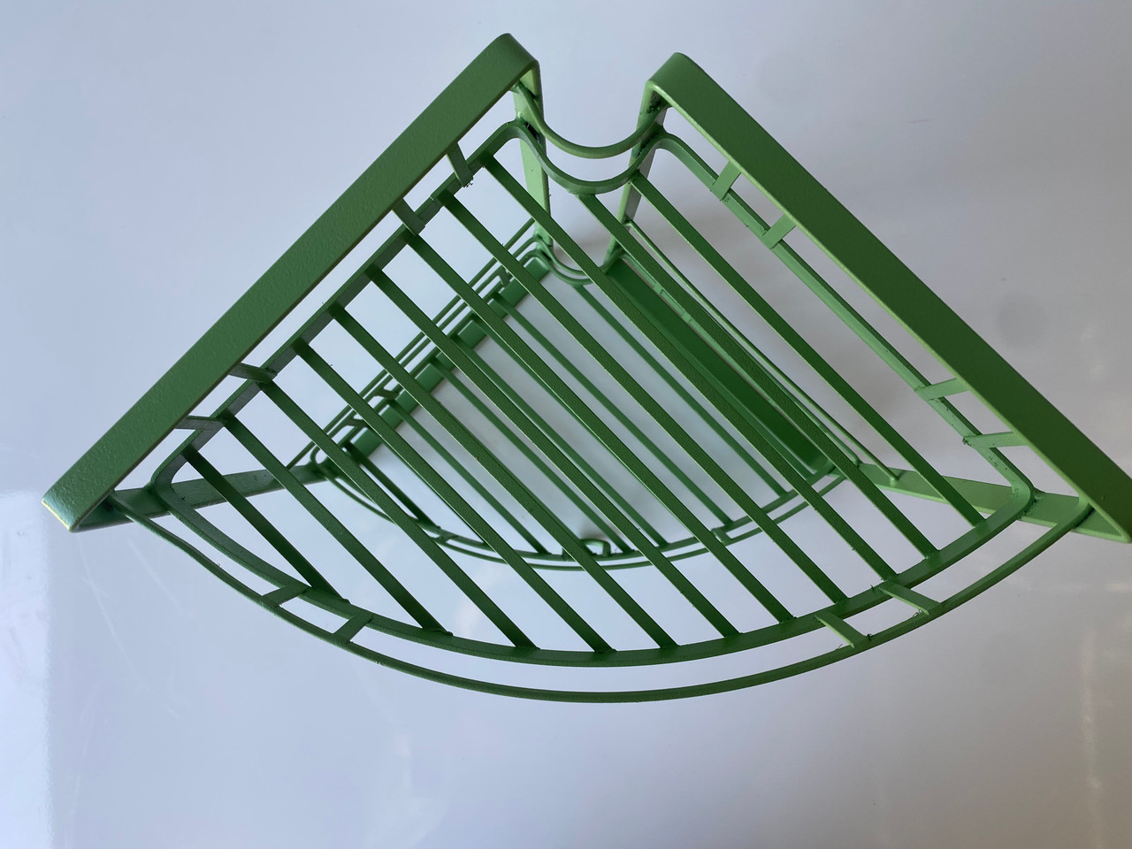 SOLD 1950s MidCentury Iron Hanging Shelf or Plant Stand Refinished in Matte Green Rehab
