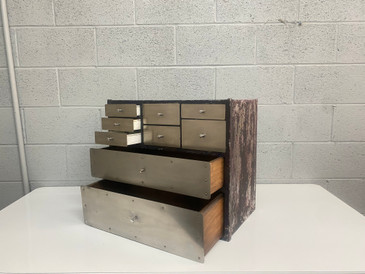 SOLD - 1950s Medical Stainless Steel Cabinet - 9 Drawers