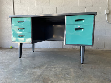SOLD - Rare Japanese Tanker Desk By Clipper, Refinished in Spearmint and Gray