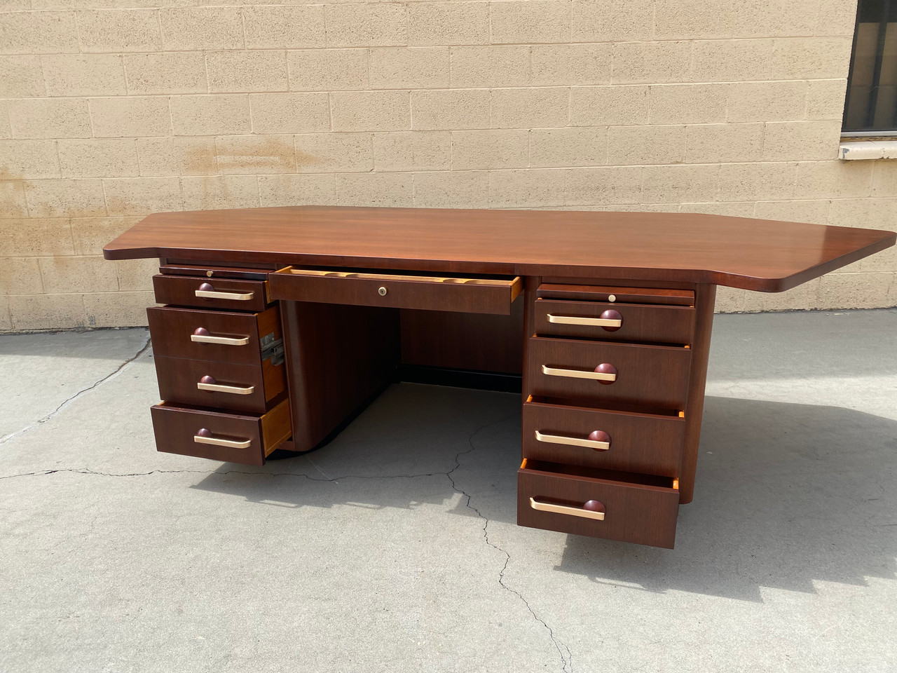 1940s Stow + Davis Executive Desk and Return Rehab Vintage