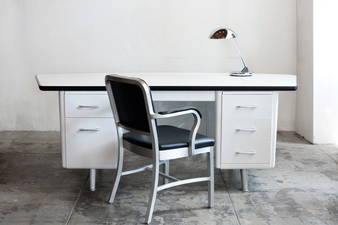 Allsteel Fan Top Tanker Desk With Bumper 1960s Rarely Available