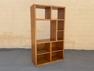SOLD - 1970s Geometric Oak Etagere