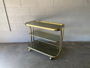 SOLD - 1980s Brass Rolling Cart
