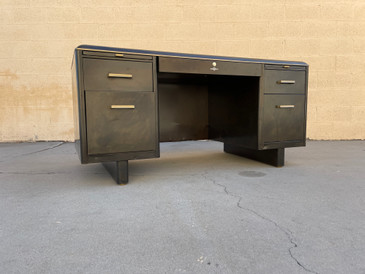 SOLD - Globe Patina Double Pedestal Tanker Desk