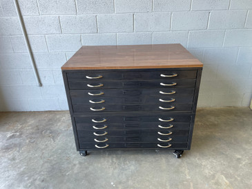 Double Stack Patina Flat file with Walnut Top
