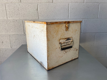 SOLD - Vintage Metal Storage Box With Distressed Patina