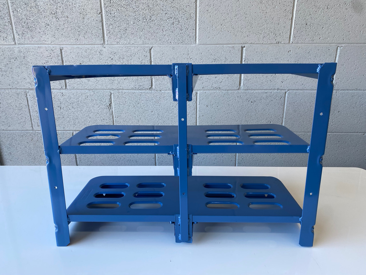SOLD - 2 Wide Multipurpose Steel Rack Refinished in Moon Blue - Rehab ...