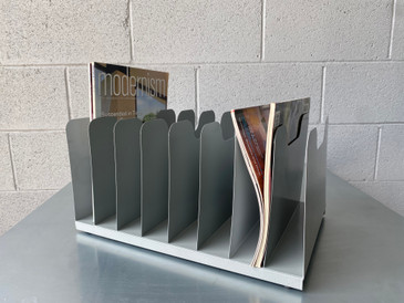 Mid Century 8 Slot Desktop / File / Paper Organizer, Refinished in Cloudy Grey