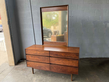 SOLD - Mid Century Modern Stanley Walnut Bedroom Set, 5 pieces