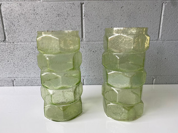 SOLD - Vintage Hand Blown Bubble Glass Vases, Pair 