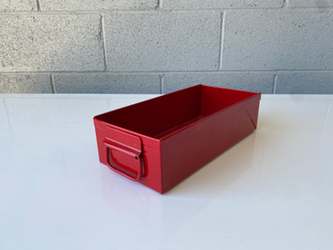 1950s Card File Drawer, Refinished In Ruby Red
