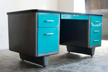 AllSteel Bumper Top Tanker Desk, Refinished in Custom Two-Tone, CUSTOM ORDER