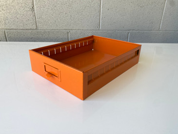 Mid Century Steel Drawer Insert, Repurposed as Organizer / Container, Refinished in Deep Orange