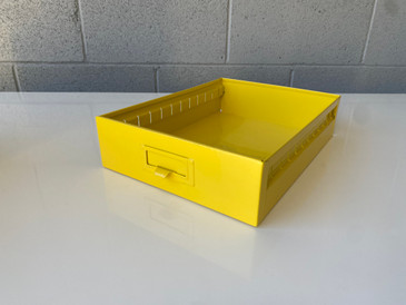 Mid Century Steel Drawer Insert, Repurposed as Organizer / Container, Refinished in Mellow Yellow