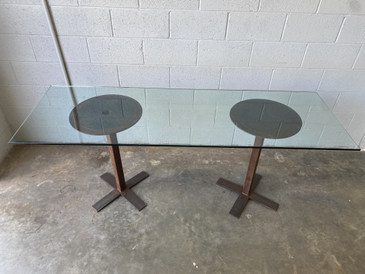 Rehab Vintage Custom Made Steel Pedestal Console Table