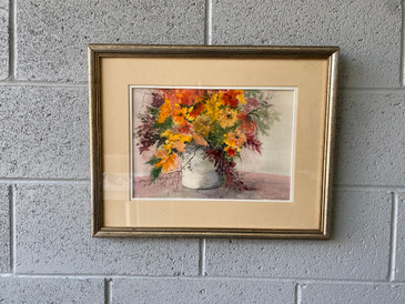 Vintage Framed Floral Painting 1980