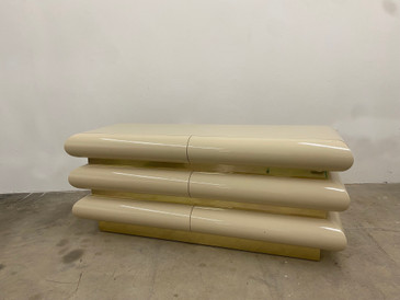SOLD - 1980s Karl Springer Postmodern Bubble Dresser in Cream and Gold