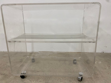 2 Tier Clear Acrylic Rolling Shelf / Bar Cart