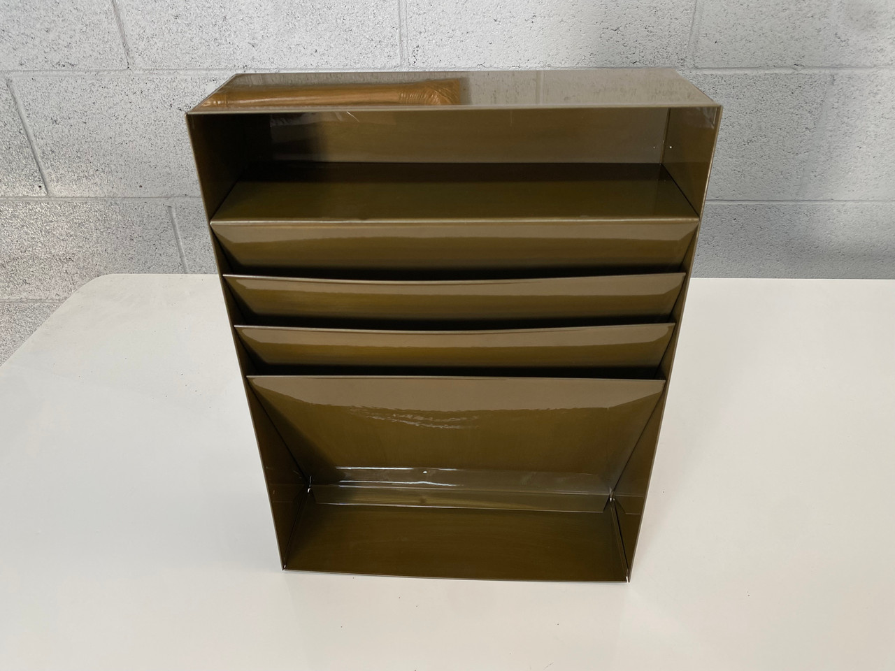SOLD - Retro Vertical File / Magazine Rack Refinished in Brass - Rehab ...