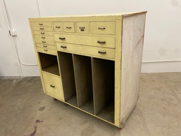 SOLD - Vintage Solid Wood Artist's Cabinet, 14 Drawers 
