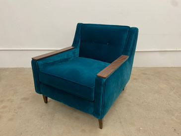 SOLD - Mid Century Modern Club Chair In Green Velvet