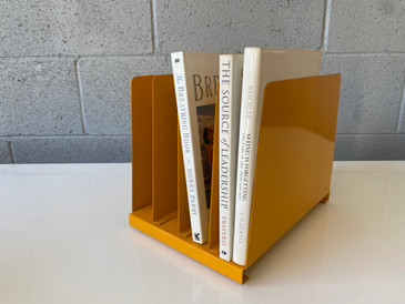 SOLD - Mid Century 4 Slot Paper Tray Refinished in Yellow
