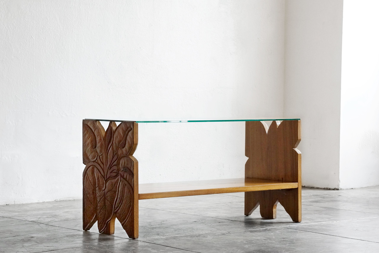 SOLD - Gumps Hawaii Carved Mango Wood Coffee Table, 1930s - Rehab