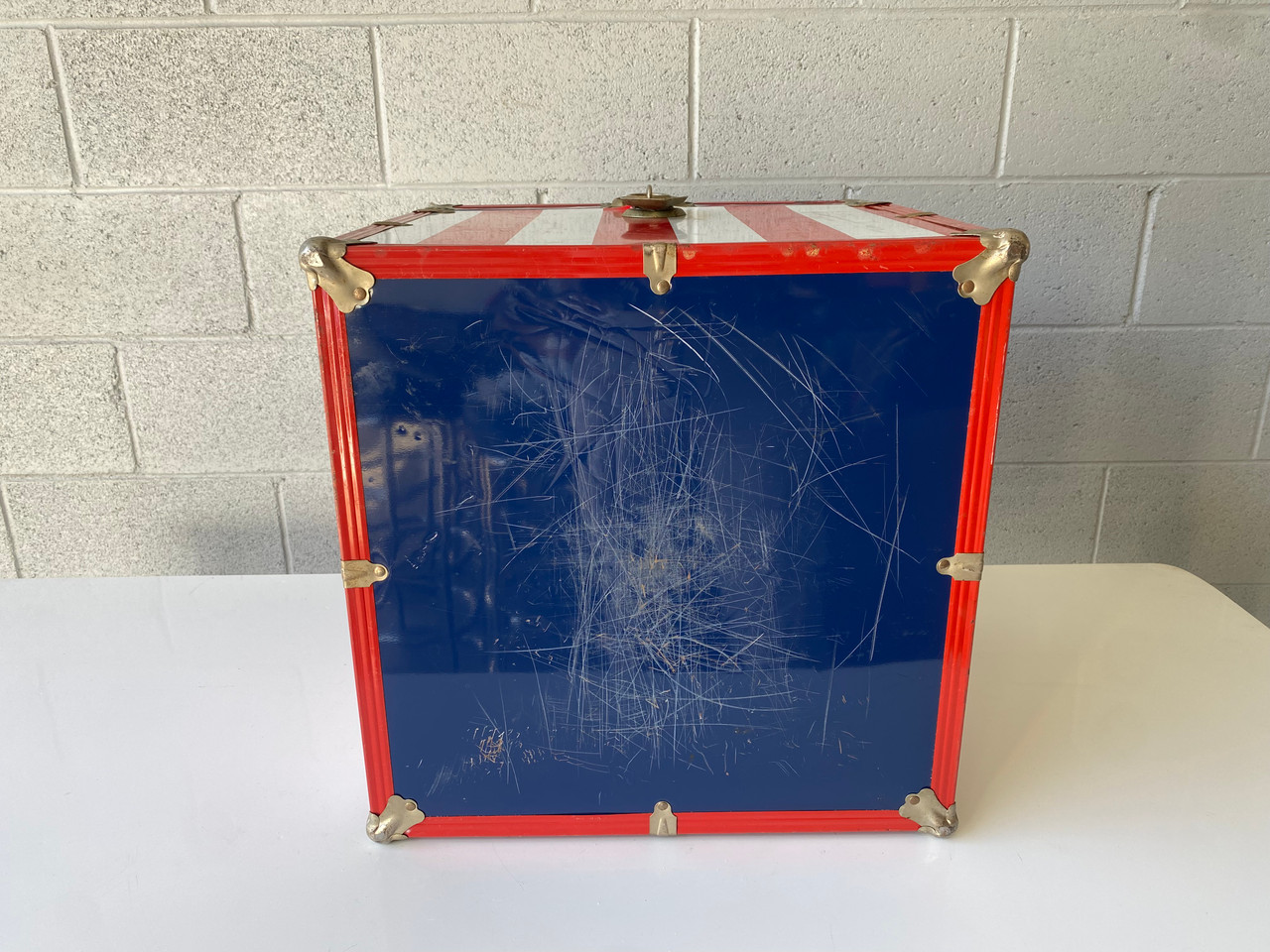 SOLD - USA American Flag Lockable Trunk - Rehab Vintage Interiors