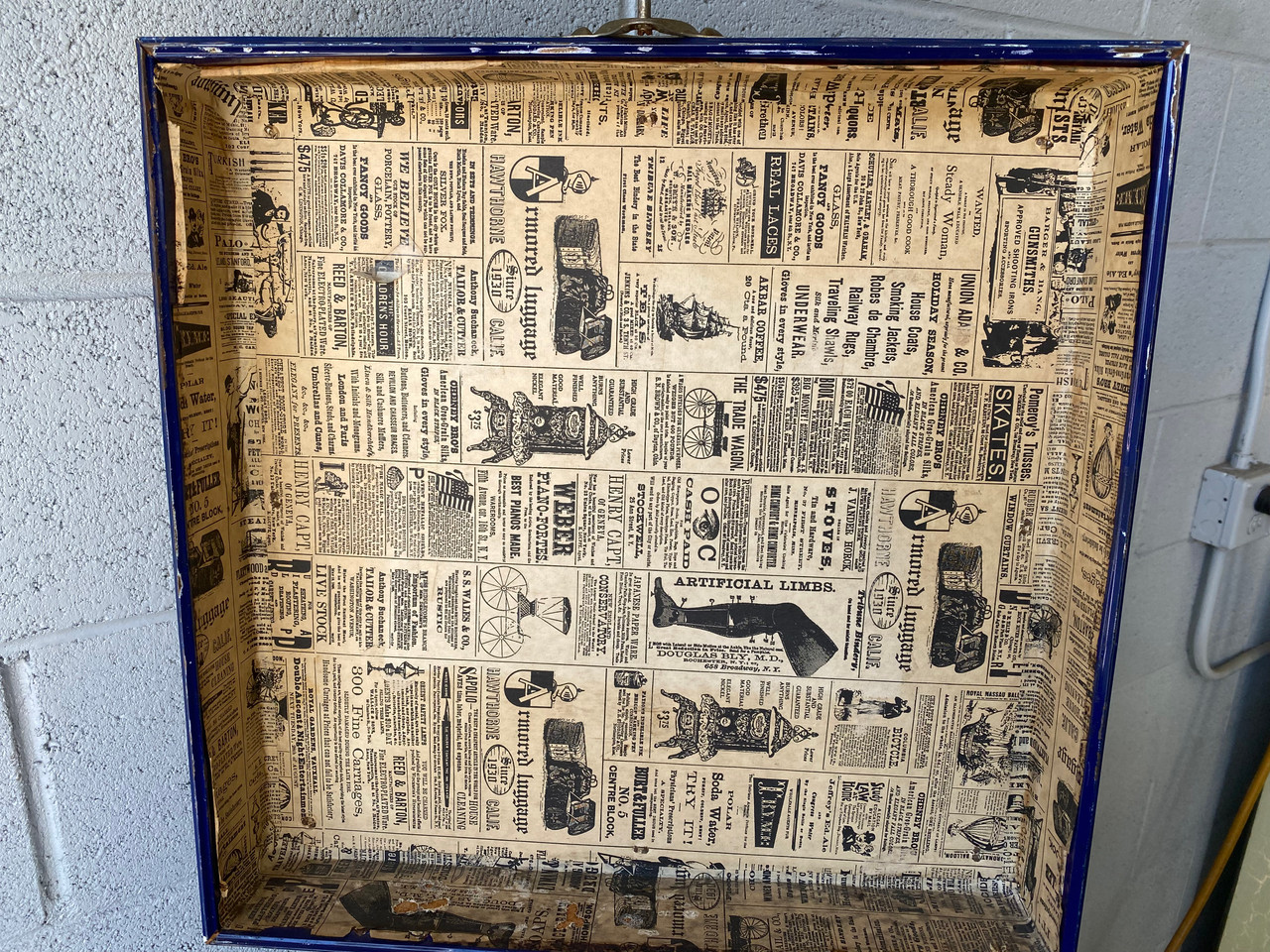 SOLD - USA American Flag Lockable Trunk - Rehab Vintage Interiors