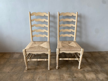 SOLD - Mid Century Ladder Back Chairs, Pair