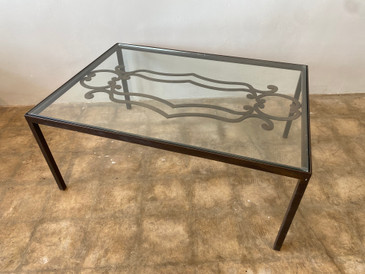 Custom Made Glass and Steel Coffee Table