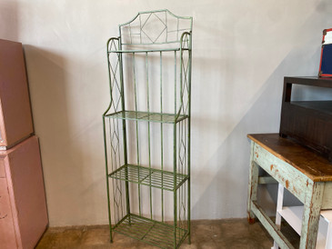 SOLD - Vintage Shabby Chic Collapsable Baker's Rack / Shelf in Green