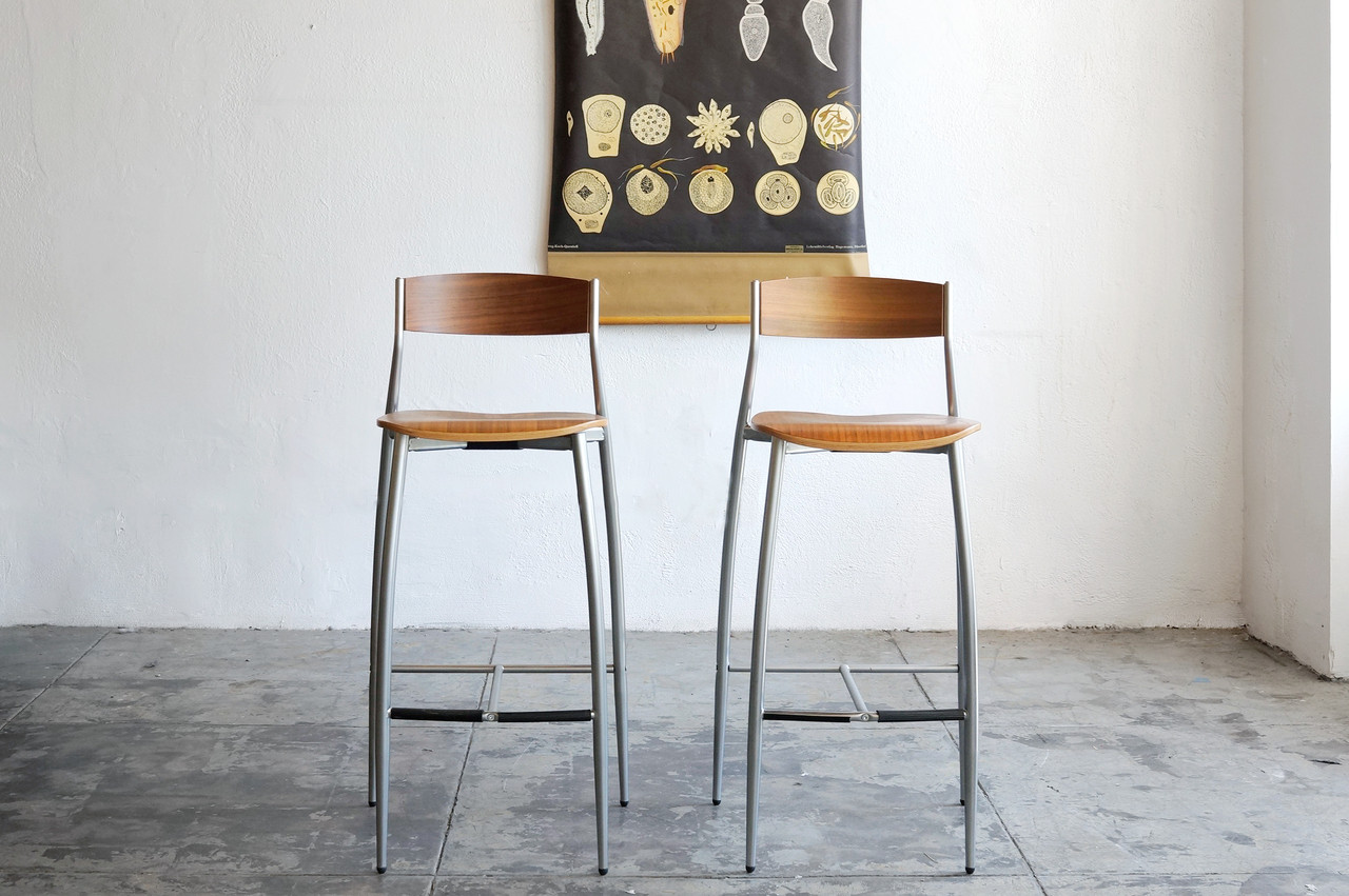 SOLD Design Within Reach BABA Barstools Walnut and Chrome