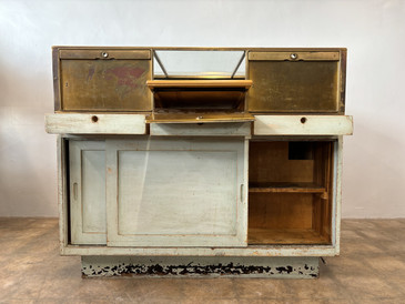 SOLD - Killer Brass Top Display case cabinet.  C 1940s