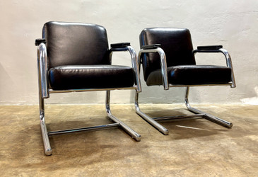 Italian Chrome Tube Arm Chairs c.1970's